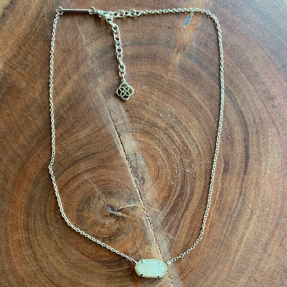 Kendra Scott Ever Pearl Drusy Pendant on 14k over brass Necklace